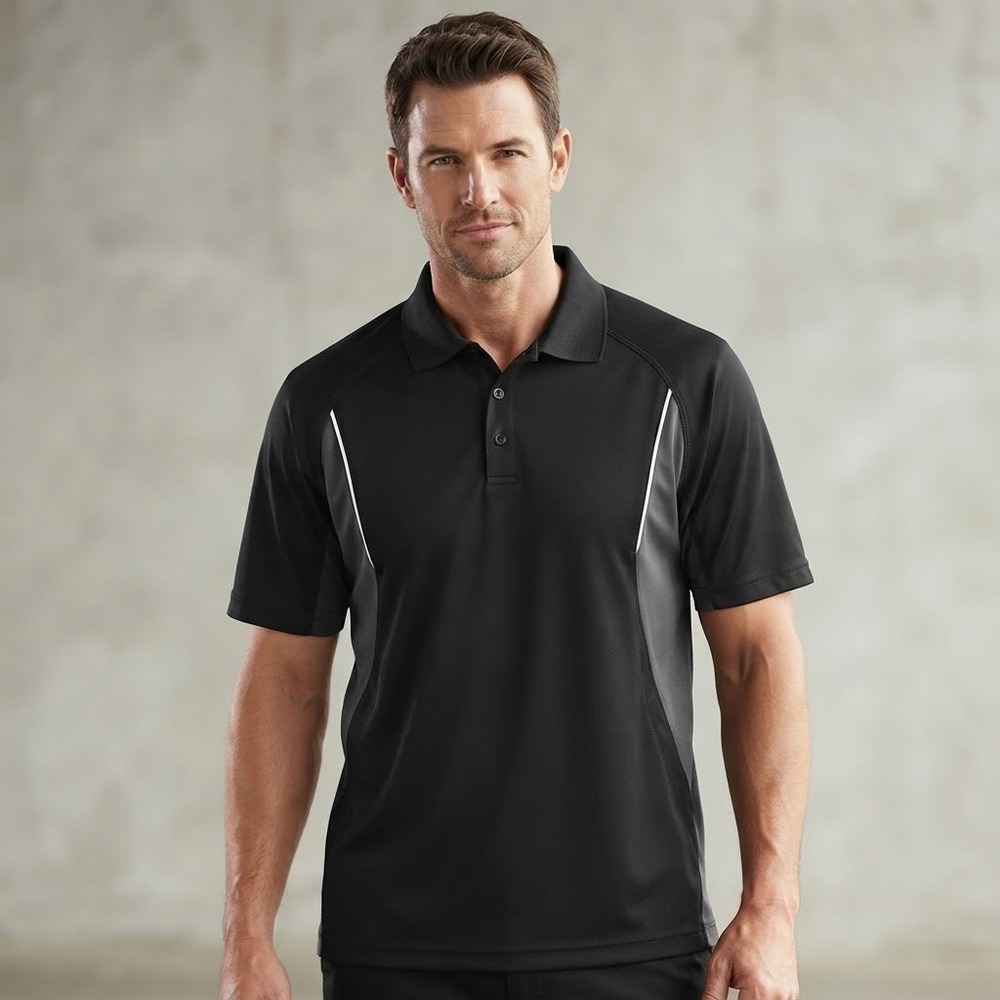 NEW Extreme eperformance Mens XL Polo Shirt Black Gray Moisture Wicking Golf Top